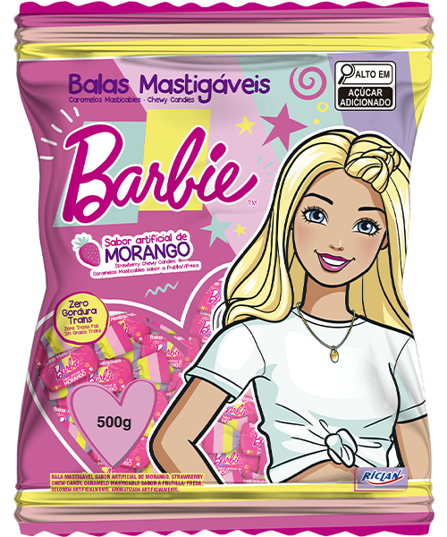 Bala Mastigável Barbie Morango