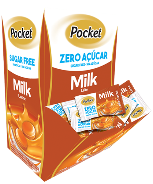 Bala Pocket Zero Açúcar Basculante Leite