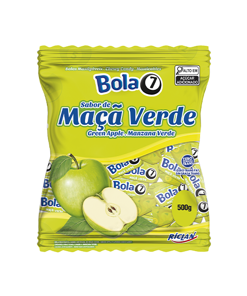Bala Mastigável Bola 7 Maçã Verde