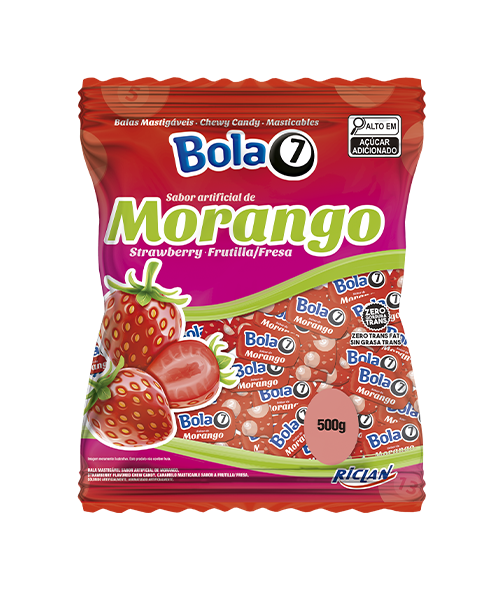 Bala Mastigável Bola 7 Morango