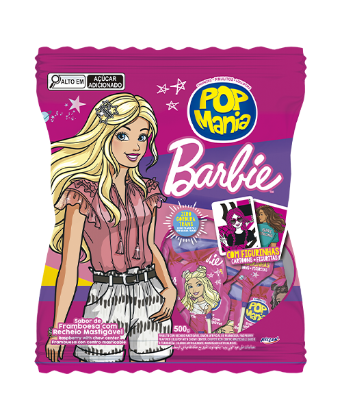 Pop Mania Barbie Framboesa com Recheio Mastigável