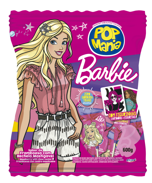 Pop Mania Barbie Framboesa com Recheio Mastigável