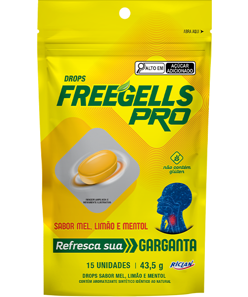 Drops Freegells Pro Mel, Limão e Mentol